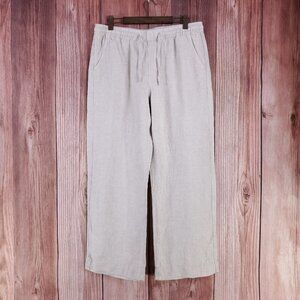 LL Bean Womens Size 16 M/T Premium Washable Linen Pull-On Pants Beige Oat 506767